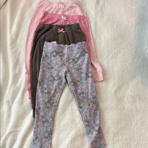 Floral and Solid Kids Leggings Set